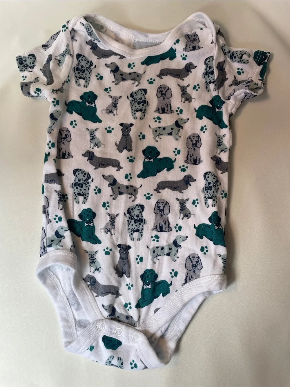 Toddler Short Sleeve Dog Print Pajama Tops - Mint Green & White
